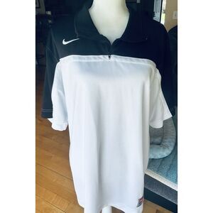 Nike Dri-Fit T-Shirt Short Sleeve Athletic White Black Large 1/4 Zip